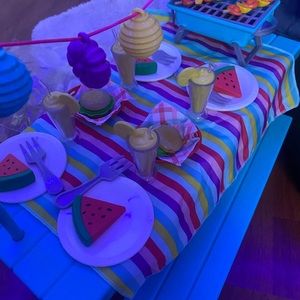 my life and american doll picnic table